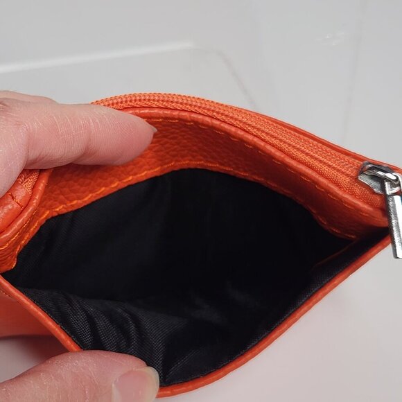 Vera Pelle Leather Mini Coin Purse/Wallet Orange - Picture 3 of 7